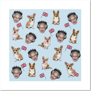 Queen Elizabeth and Corgis Posters and Art